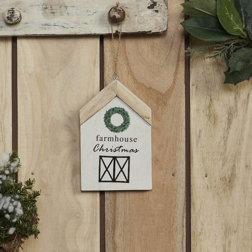 "Farmhouse Christmas" Wreath House Ornament - Primitive Star Quilt Shop