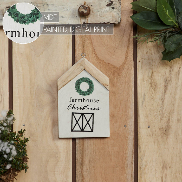 "Farmhouse Christmas" Wreath House Ornament - Primitive Star Quilt Shop