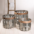 Farmhouse Metal Slotted Storage Basket Galvanized Fall Home Decor, Set of 3