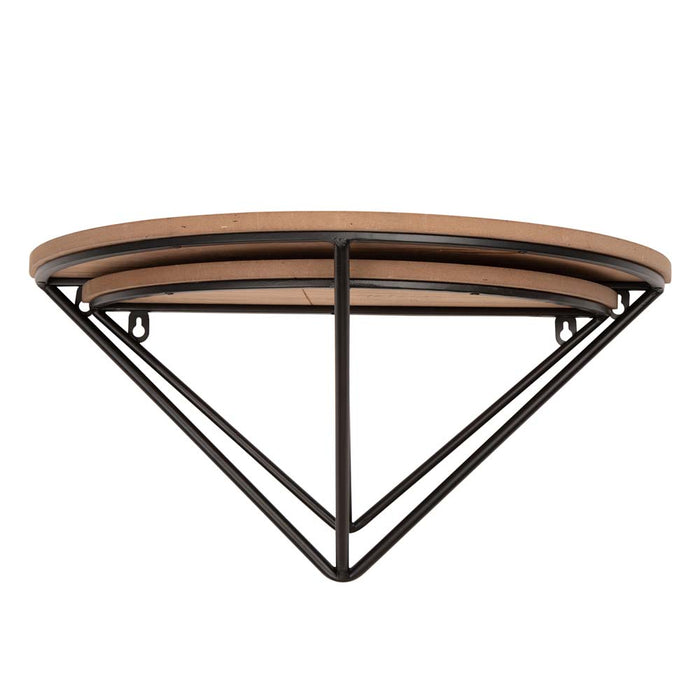 Farmhouse Metal/Wooden Half-round Shaped Wall Shelves, Set of 2