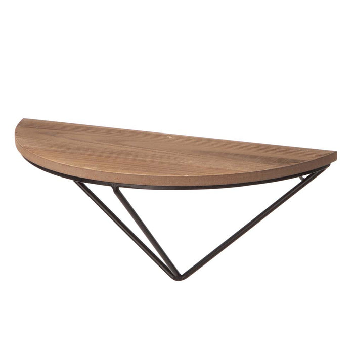 Farmhouse Metal/Wooden Half-round Shaped Wall Shelves, Set of 2