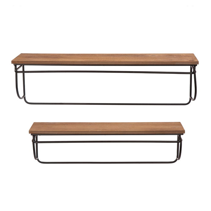 Farmhouse Metal/Wooden Wall Mounted Shelves, Set of 2