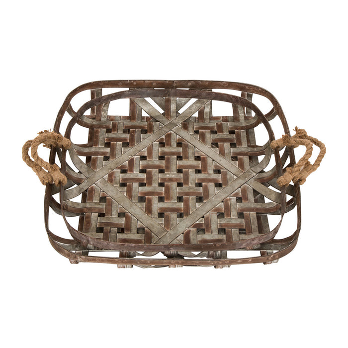 Farmhouse Oversized Galvanized Metal Wall Basket Set of 2