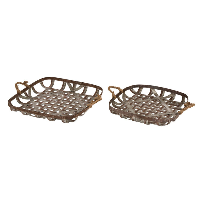 Farmhouse Oversized Galvanized Metal Wall Basket Set of 2