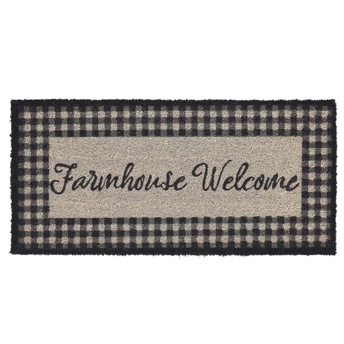"Farmhouse Welcome" Coir Rectangle Rug 17x36" - Primitive Star Quilt Shop