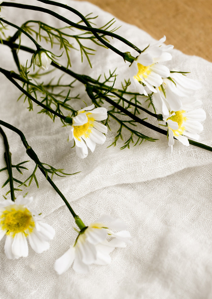 A faux white daisy stem.