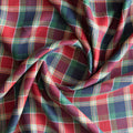 Festive Glen Tartan linen fabric – red, green and navy heritage tartan pattern, yarn-dyed linen for garments and festive sewing