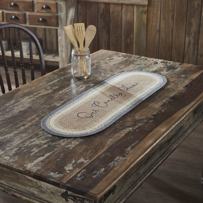 Finders Keepers "Our Country Home" Oval Braided Runner 12x36" - Primitive Star Quilt Shop