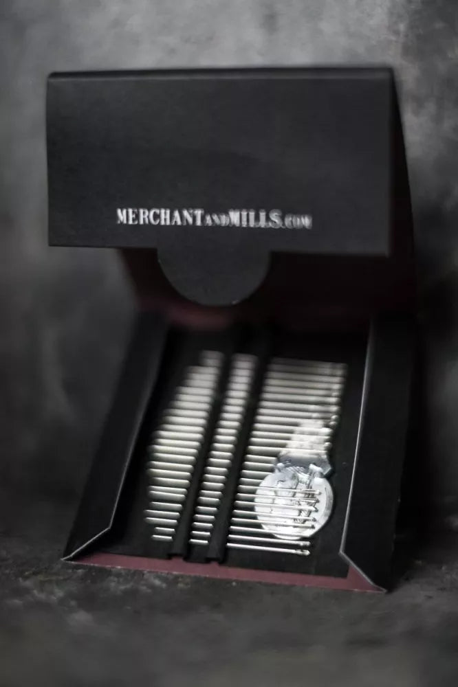 Merchant & Mills Finest Sewing Needles, assorted sizes with needle threader for versatile stitching