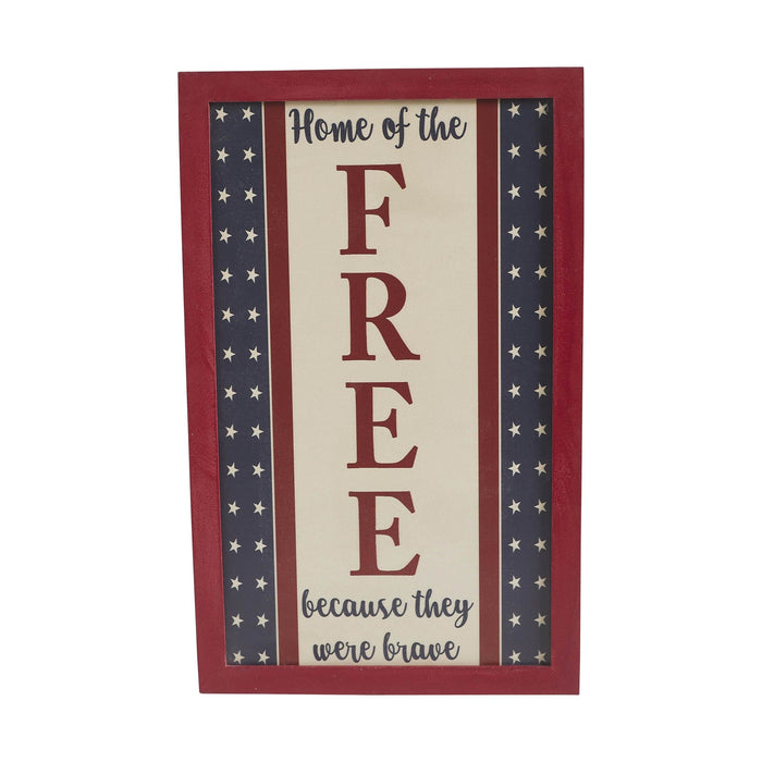 "Free Because They Were Brave" Framed Sign - 16x10" - Primitive Star Quilt Shop
