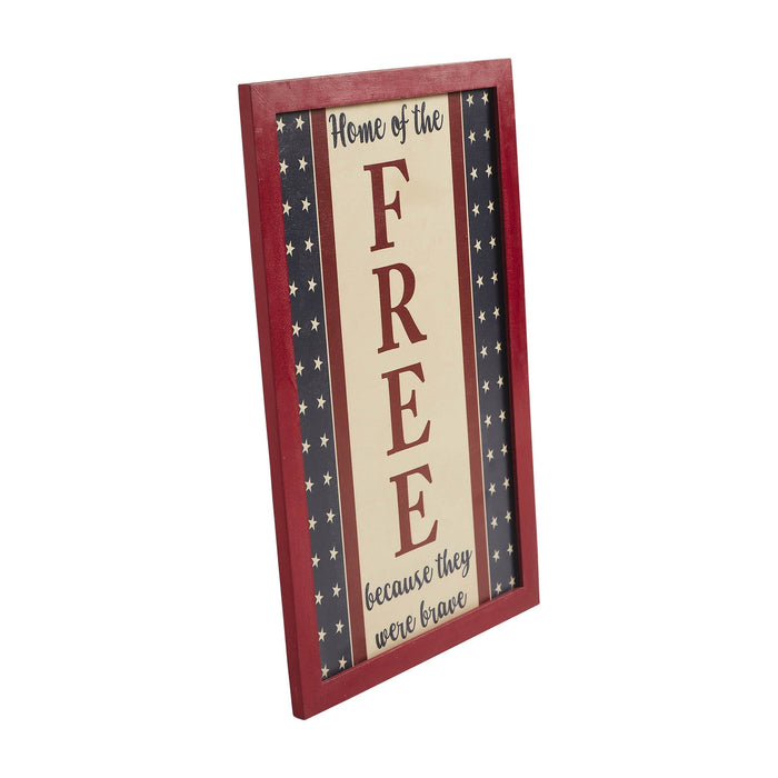 "Free Because They Were Brave" Framed Sign - 16x10" - Primitive Star Quilt Shop