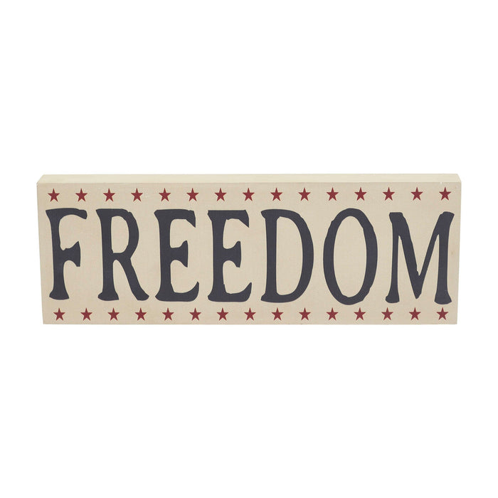 "Freedom" Creme Sign with Red Stars - 4x11" - Primitive Star Quilt Shop