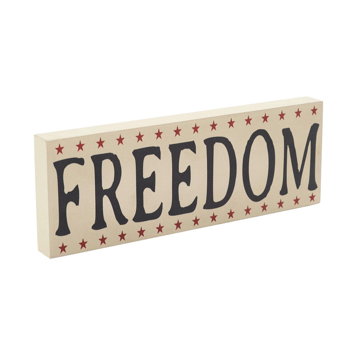 "Freedom" Creme Sign with Red Stars - 4x11" - Primitive Star Quilt Shop