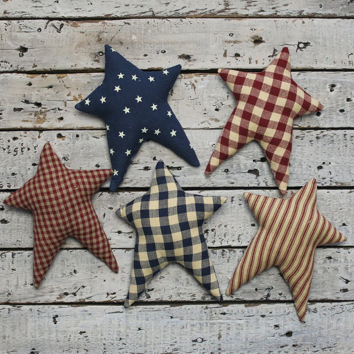 Freedom Fabric Stars - Set of 5 - Primitive Star Quilt Shop