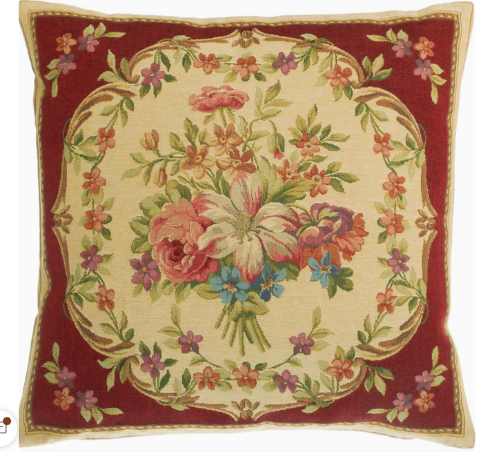 French Country Throw Pillow | Red, Belgium weave