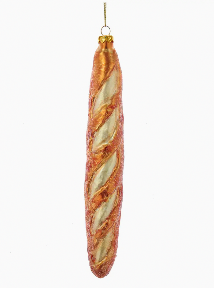 glass French baguette ornament, Paris bakery Christmas ornament, oversized baguette holiday décor