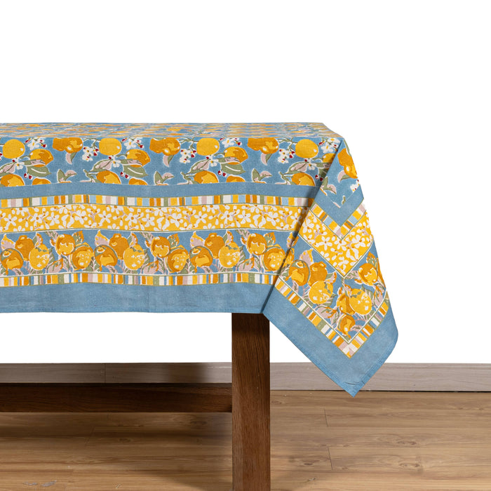 French Tablecloth Citron Bleu & Yellow