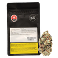 Front-facing shot of the black pouch and loose bud beside it, showing the "Frosted Gumbo" brand and product name on the pouch label.