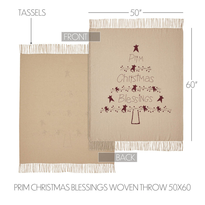 Gable "Prim Christmas Blessings" Woven Throw - Primitive Star Quilt Shop