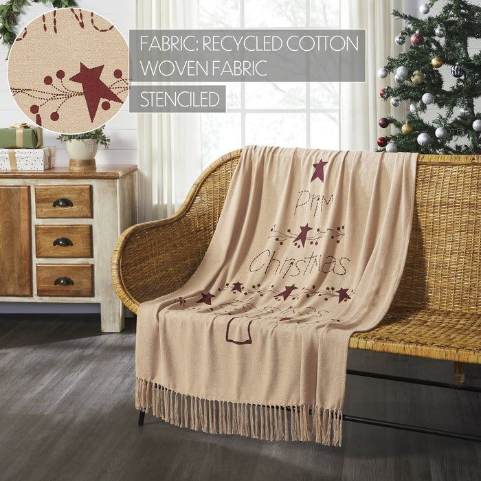 Gable "Prim Christmas Blessings" Woven Throw - Primitive Star Quilt Shop