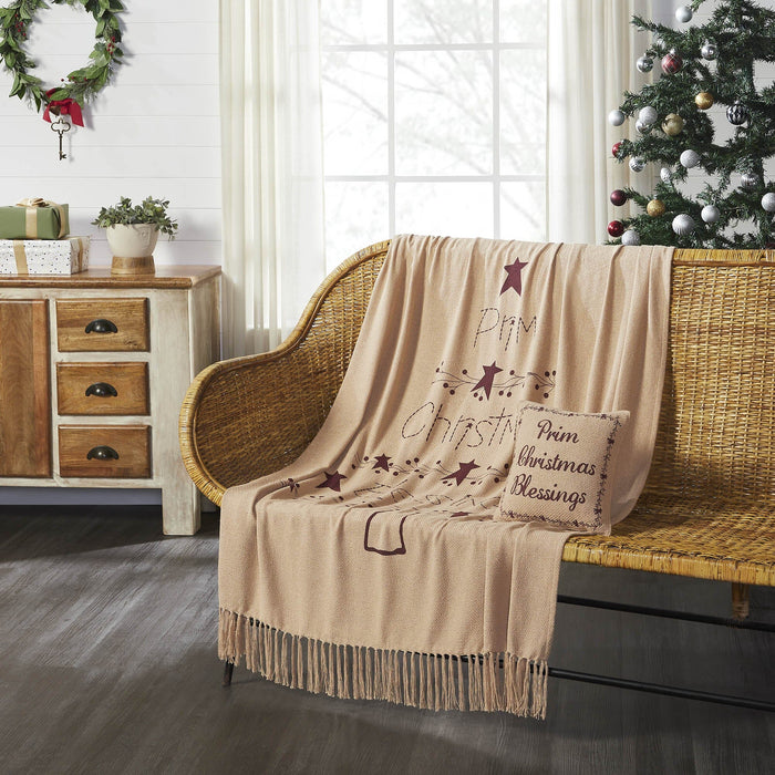 Gable "Prim Christmas Blessings" Woven Throw - Primitive Star Quilt Shop