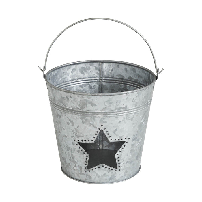 Galvanized Metal Bucket with Star Cutout - 6x6.5" - Primitive Star Quilt Shop
