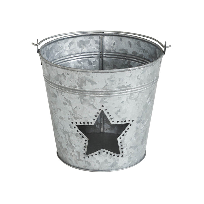 Galvanized Metal Bucket with Star Cutout - 6x6.5" - Primitive Star Quilt Shop