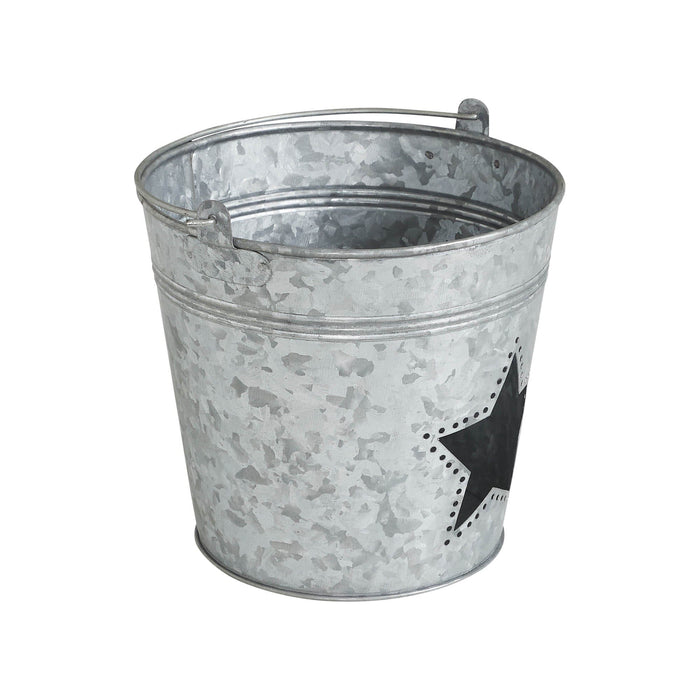 Galvanized Metal Bucket with Star Cutout - 6x6.5" - Primitive Star Quilt Shop