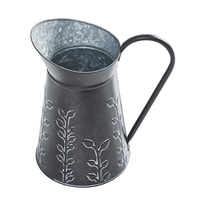 Galvanized Metal Embossed Decorative Pitcher 9.5x8.5" - Primitive Star Quilt Shop