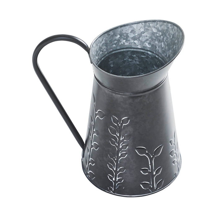 Galvanized Metal Embossed Decorative Pitcher 9.5x8.5" - Primitive Star Quilt Shop