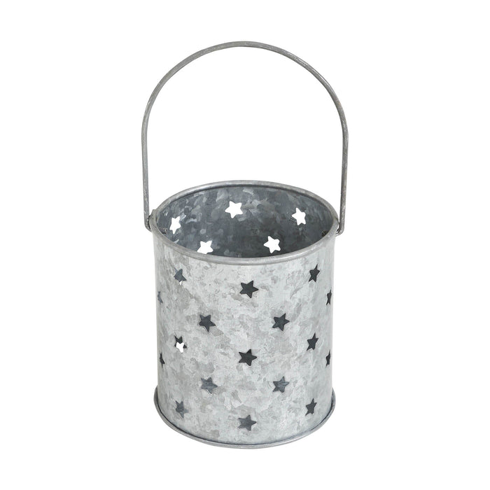 Galvanized Votive Candle Holder with Mini Stars - 3.75x3.25" - Primitive Star Quilt Shop