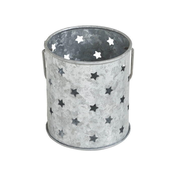 Galvanized Votive Candle Holder with Mini Stars - 3.75x3.25" - Primitive Star Quilt Shop