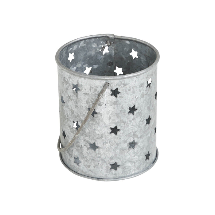 Galvanized Votive Candle Holder with Mini Stars - 3.75x3.25" - Primitive Star Quilt Shop