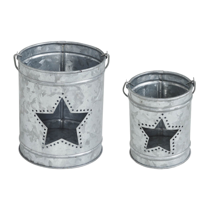 Galvanized Votive Candle Holder with Star Cutout - Set of 2 - Primitive Star Quilt Shop