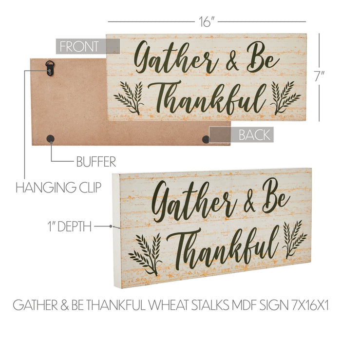 Gather & Be Thankful Wheat Stalks Sign - Primitive Star Quilt Shop