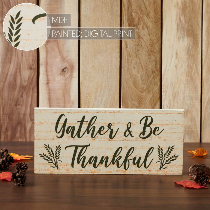 Gather & Be Thankful Wheat Stalks Sign - Primitive Star Quilt Shop