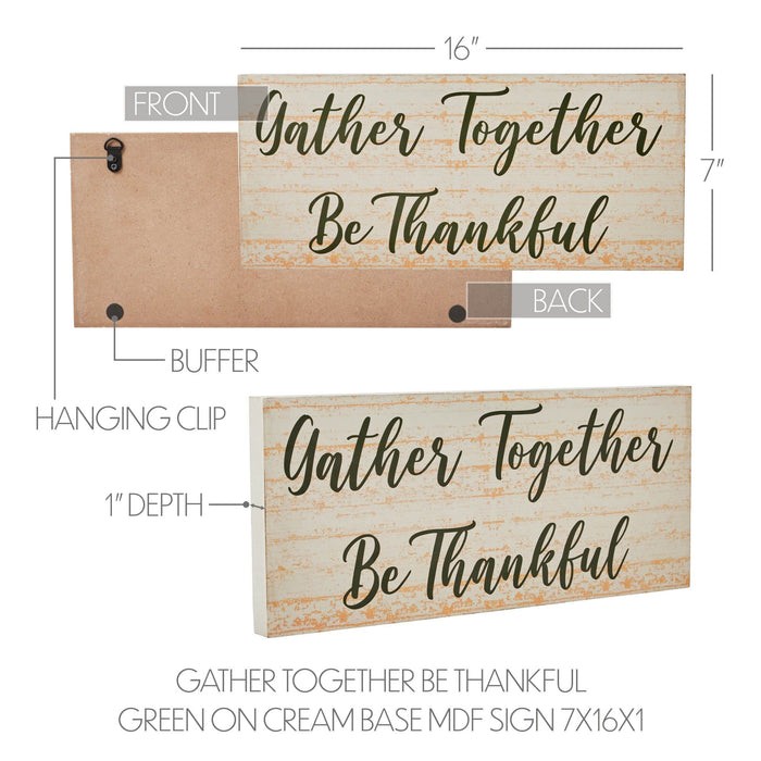 Gather Together Be Thankful Cream Sign - Primitive Star Quilt Shop