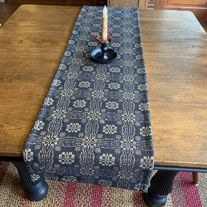 Gettysburg Black and Tan Woven Table Runner 56" - Primitive Star Quilt Shop