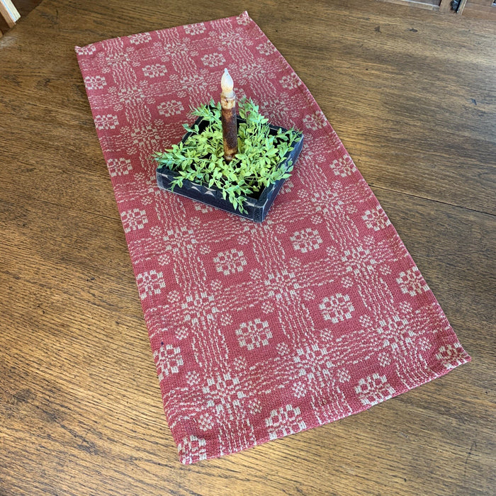 Gettysburg Cranberry and Tan Woven Table Runner 32" - Primitive Star Quilt Shop