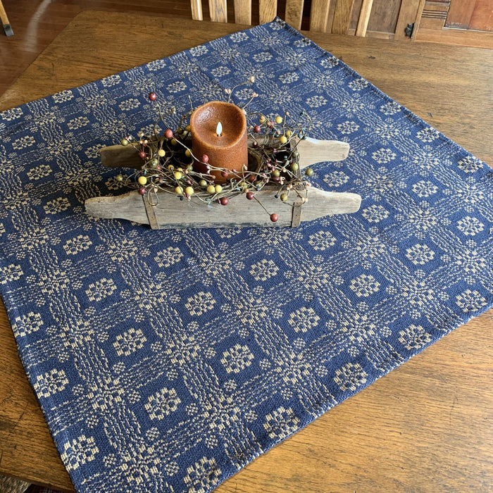 Gettysburg Navy and Tan Woven Small Table Cloth 34" - Primitive Star Quilt Shop