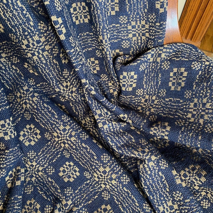 Gettysburg Navy and Tan Woven Throw - Primitive Star Quilt Shop