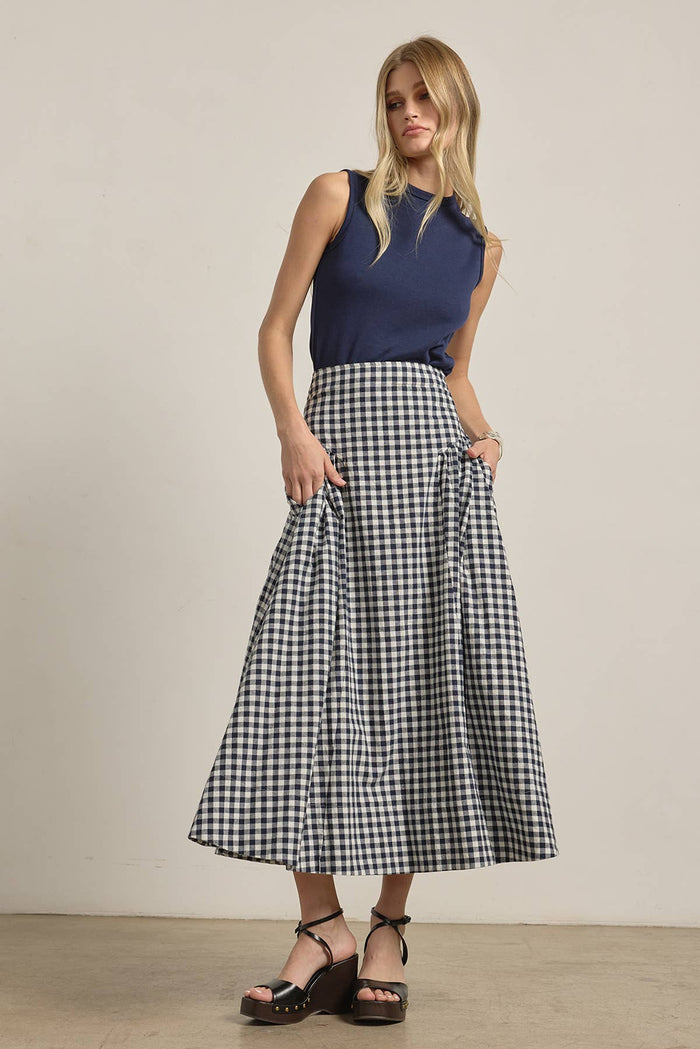 Gingham Garden Midi Skirt