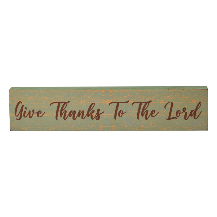 Give Thanks To The Lord Green Sign - Primitive Star Quilt Shop
