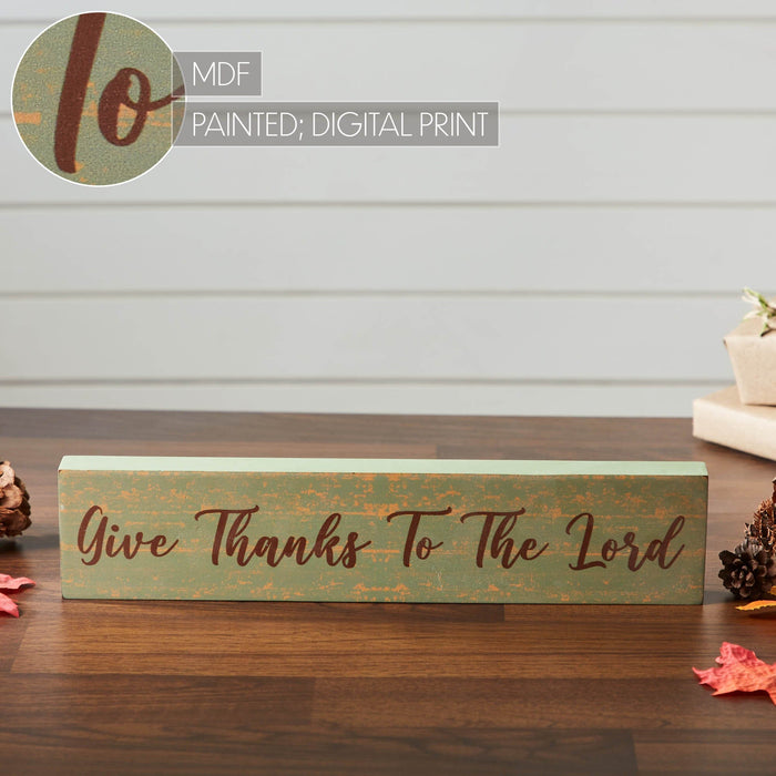 Give Thanks To The Lord Green Sign - Primitive Star Quilt Shop