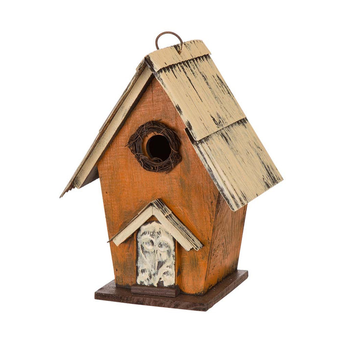 Glitzhome 10.63"H Distressed Wooden Birdhouse