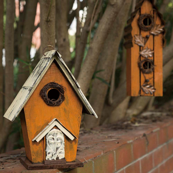 Glitzhome 10.63"H Distressed Wooden Birdhouse
