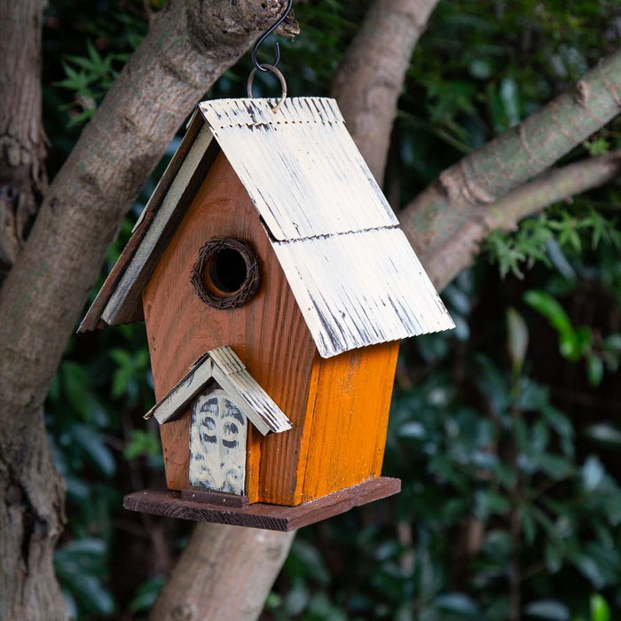 Glitzhome 10.63"H Distressed Wooden Birdhouse