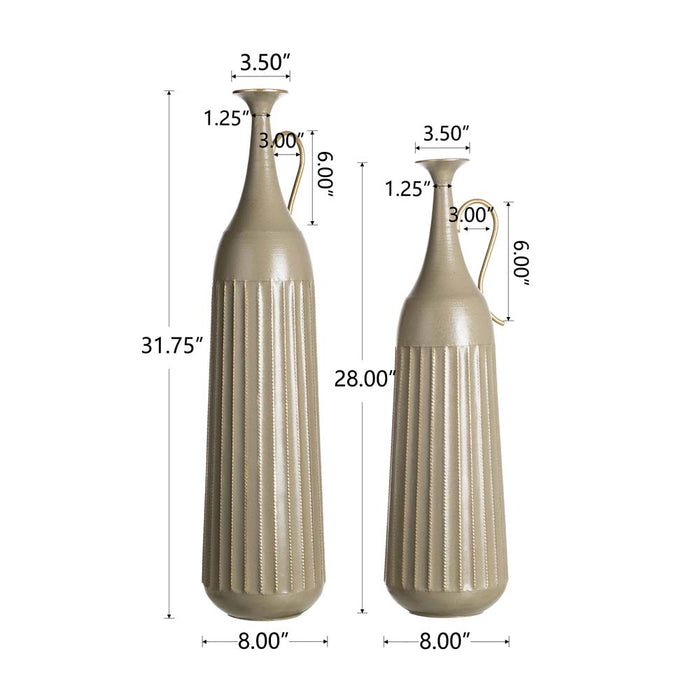 Global/Boho Metal Floor Vase, Set of 2