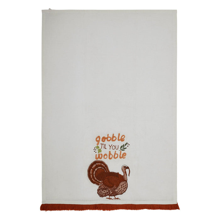 "Gobble Til You Wobble" Tea Towel - Primitive Star Quilt Shop