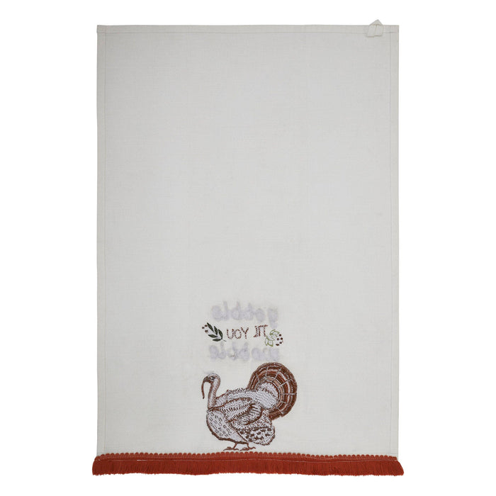 "Gobble Til You Wobble" Tea Towel - Primitive Star Quilt Shop